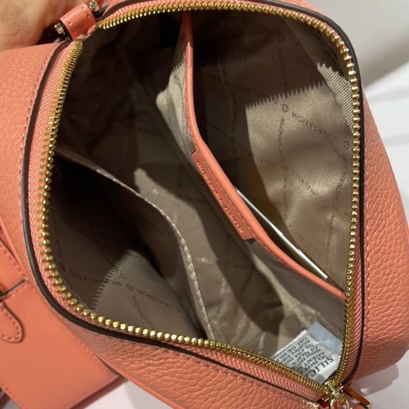 MICHAEL KORS Jet Set Medium Embossed Pebbled Leather Crossbody Bag Sherbert - Picture 8 of 16